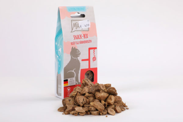 Mjamjam Snack-Box Kräftige Hühnerherzen Napf Express Hundefutter Leckerlies Katzenfutter Katzenfutter online kaufen